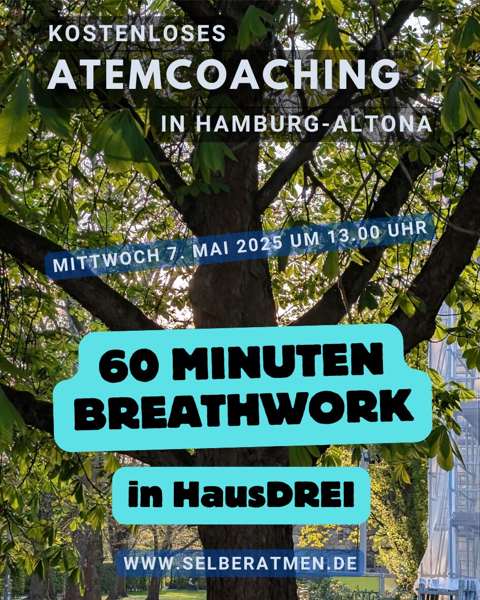 Schild: Atemcoaching kostenlos in HausDrei, Hamburg