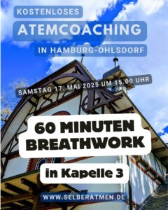 Schild: Atemcoaching kostenlos in Kapelle 3, Ohlsdorfer Friedhof, Hamburg